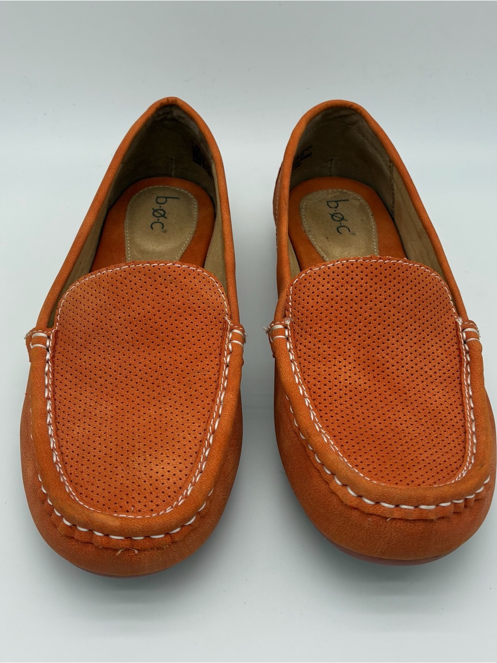 b.o.c. Women's Orange Perforated Suede Moccasins